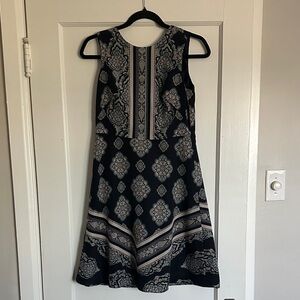 Ann Taylor Black and Gray Midi Dress